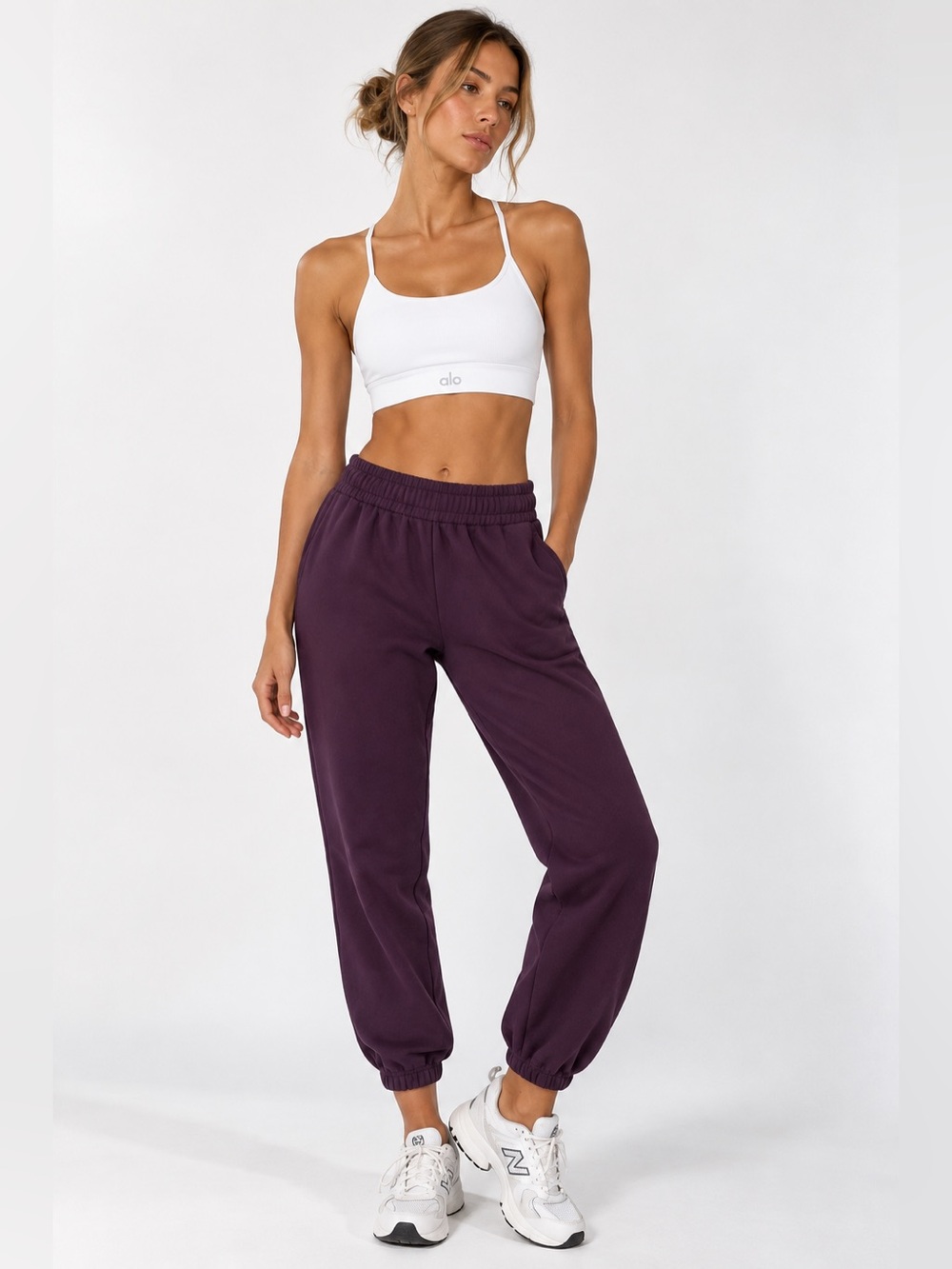 Aerie Purple Cotton Blend Jogger Pants Sweatpants S Plum Athleisure Fall Cozy
